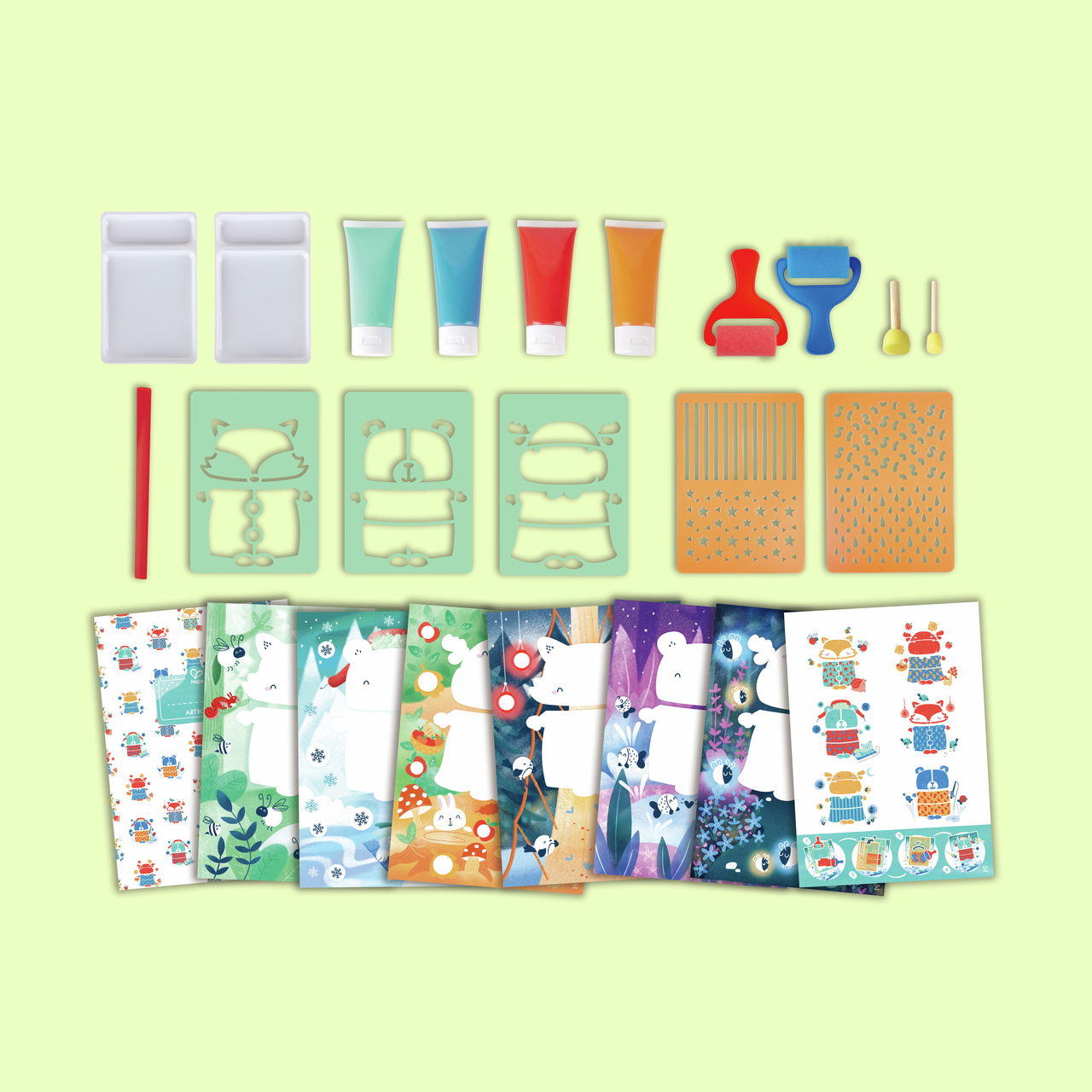 Malspaß mit Farbrollern und Schablonen