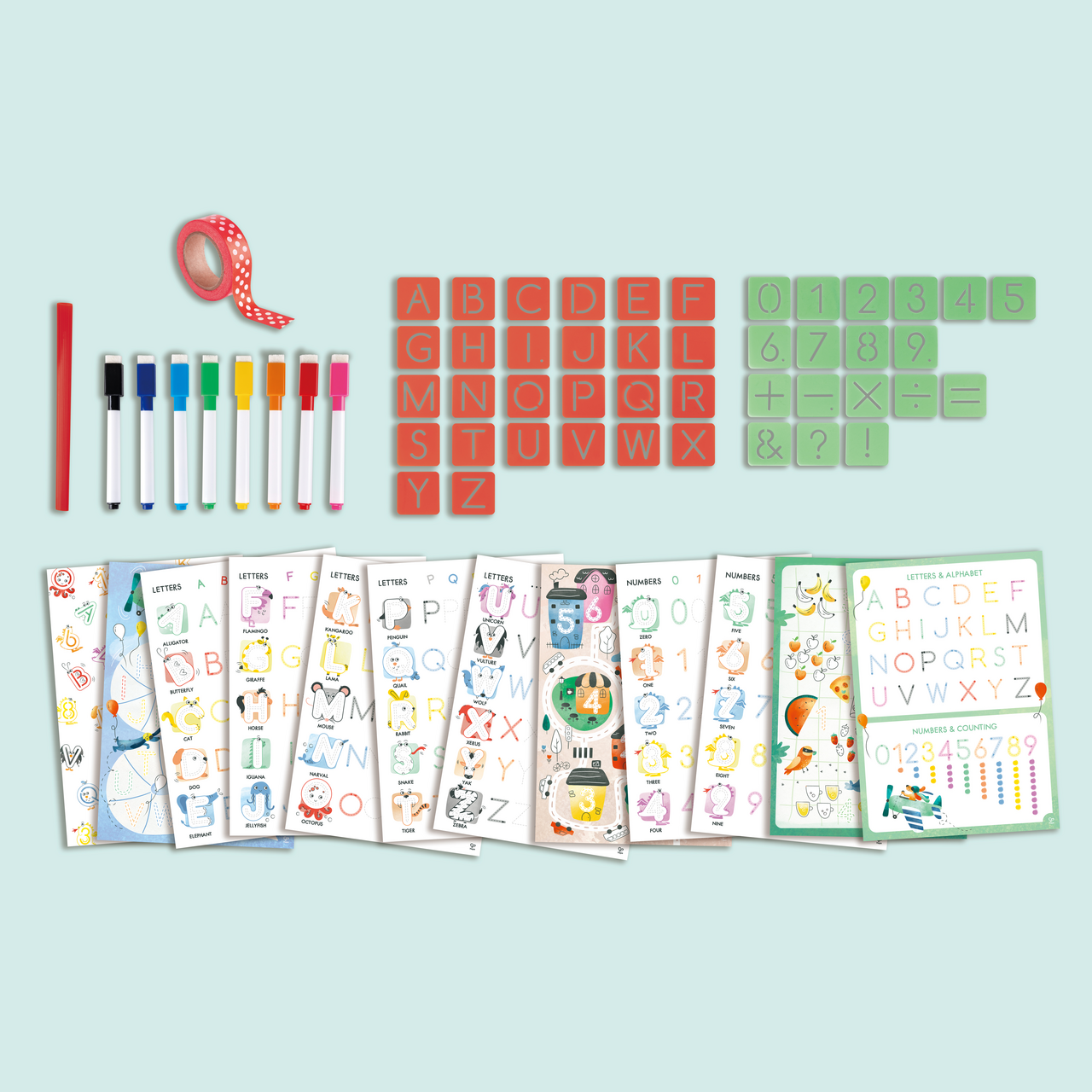 ABC und Zahlen Schablonen