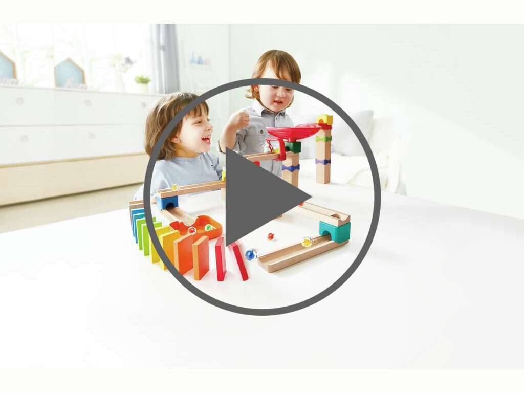 Zweispurige Murmelbahn mit Domino